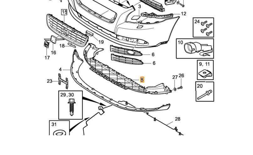NS40 V50 Ön Tampon Radyatör Alt Muhafazası 30763681