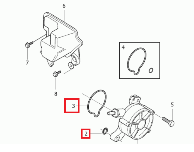 S40 V50 C30 C70 Fren Vakum Pompası Oring Takımı