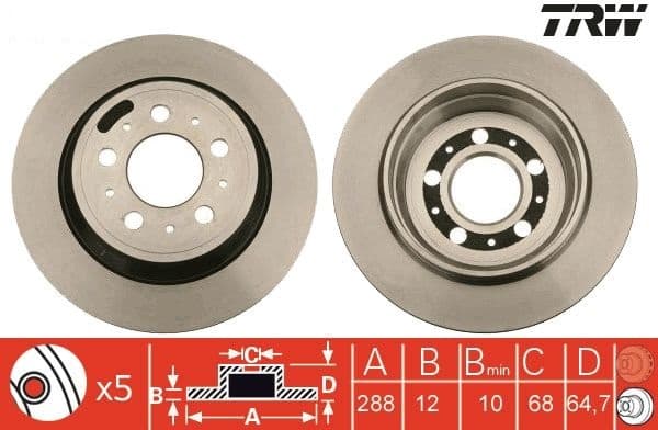 S60 S80 V70 XC70 Arka Fren Diski (288 mm)
