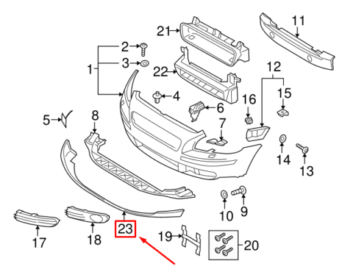 S40 V50 Ön Tampon Alt Spoiler (Karlık Alt Sakal) 2005-2007