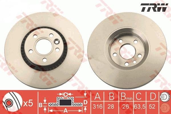 S60/V60/S80/XC70 2011- 16,5'' Ön Fren Disk